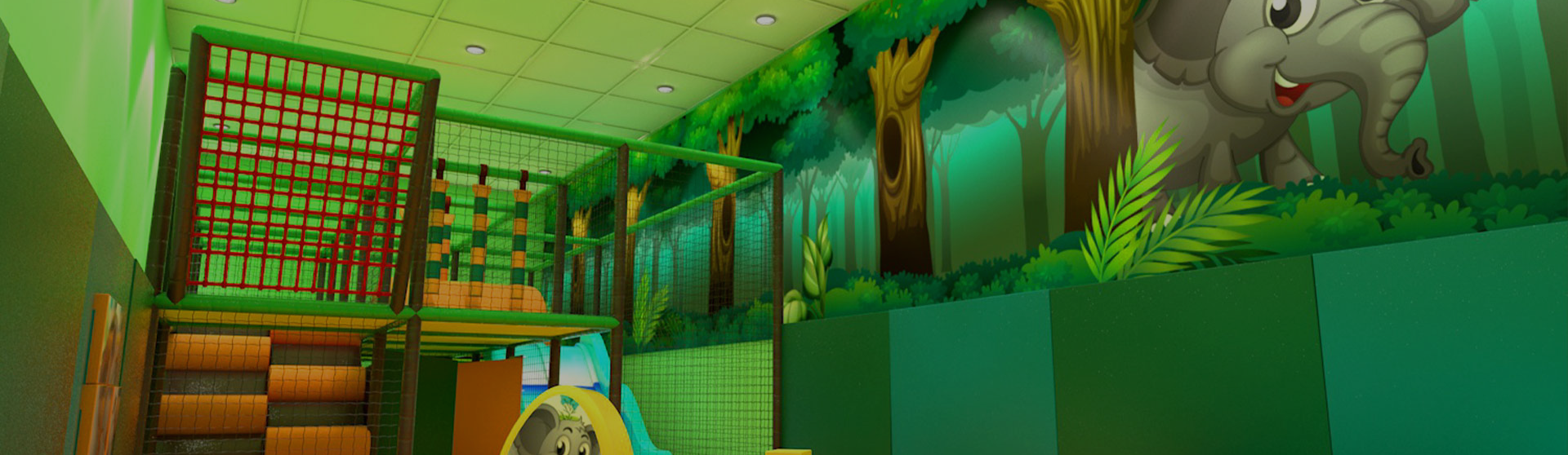 Jungle-themed play area room design showing a wild, natural environment.