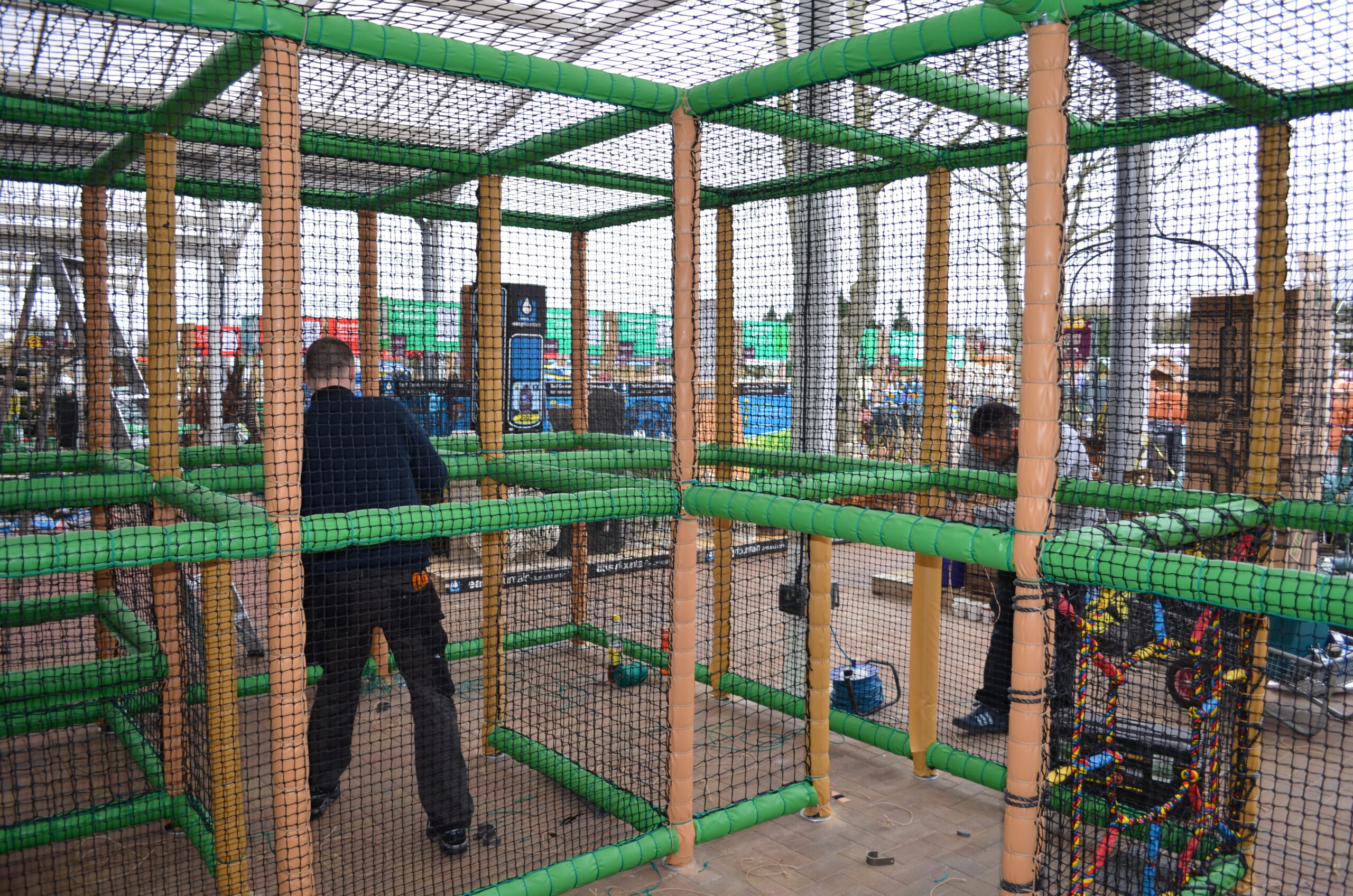 A play caged area safely designed for outdoor spaces.