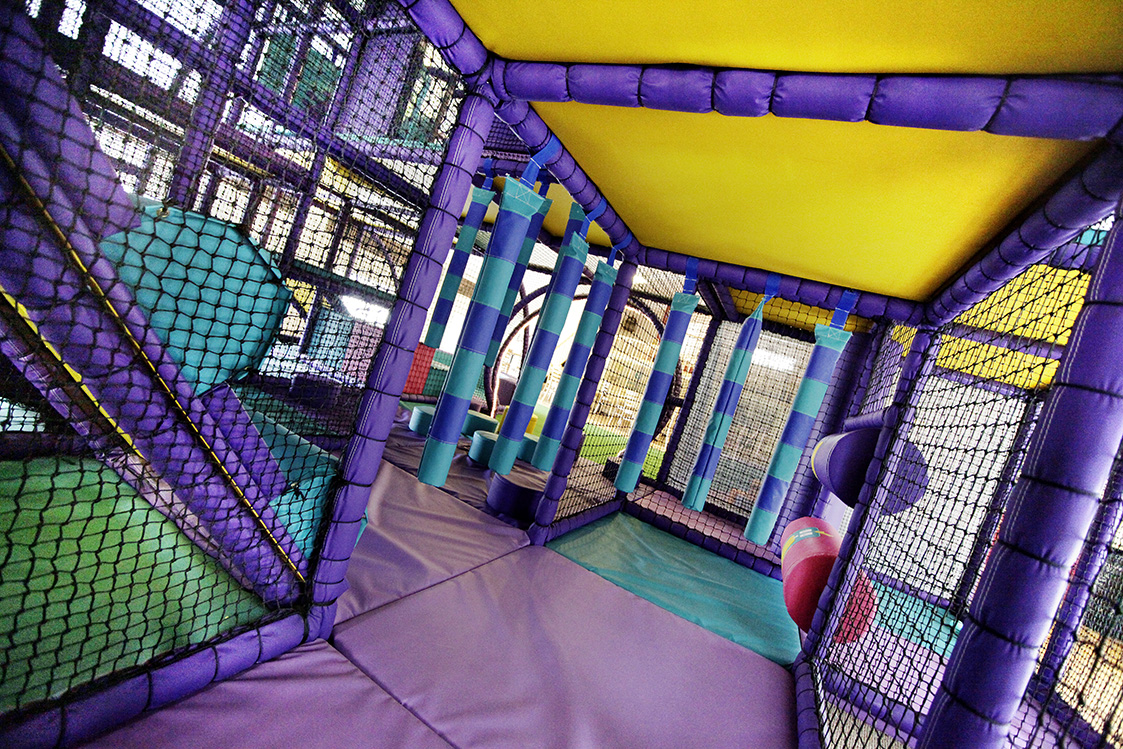 Inside of a play area space